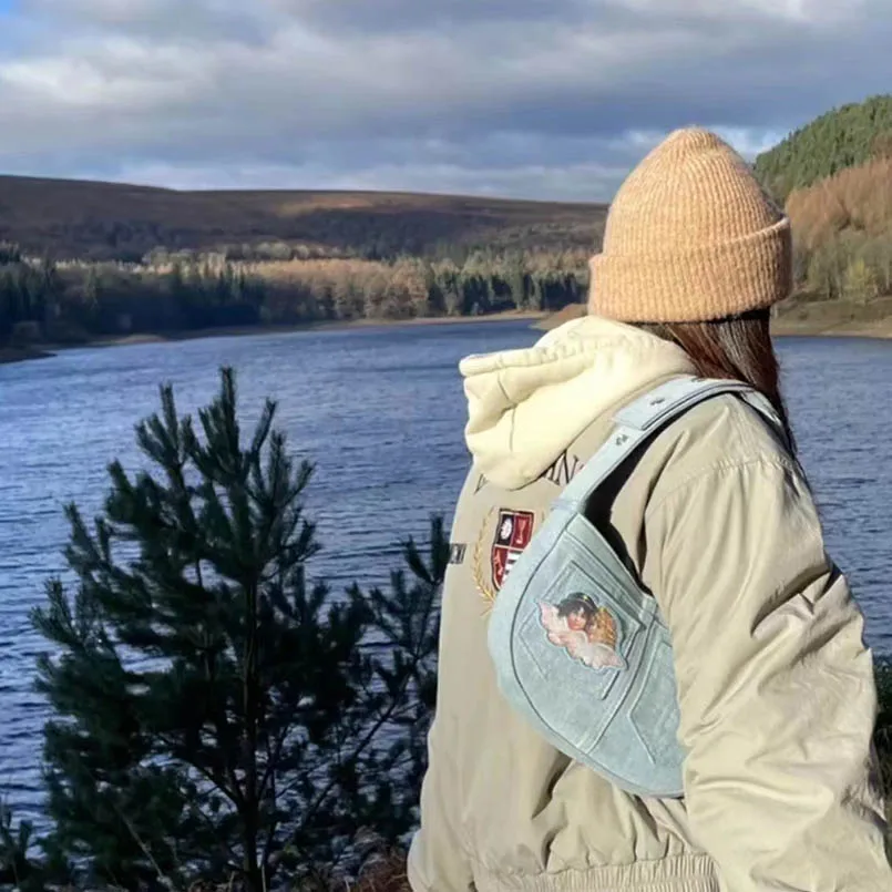 Джинсовая ретро-сумка унисекс дневного белого цвета сумки для подмышек