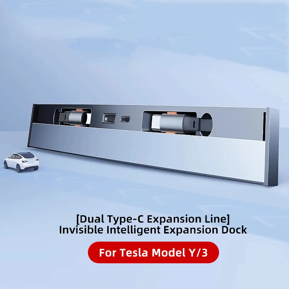 

USB-хаб-док-станция Для Зарядки Tesla Model Y/3, Выдвижное Зарядное Устройство Для Центральной Консоли