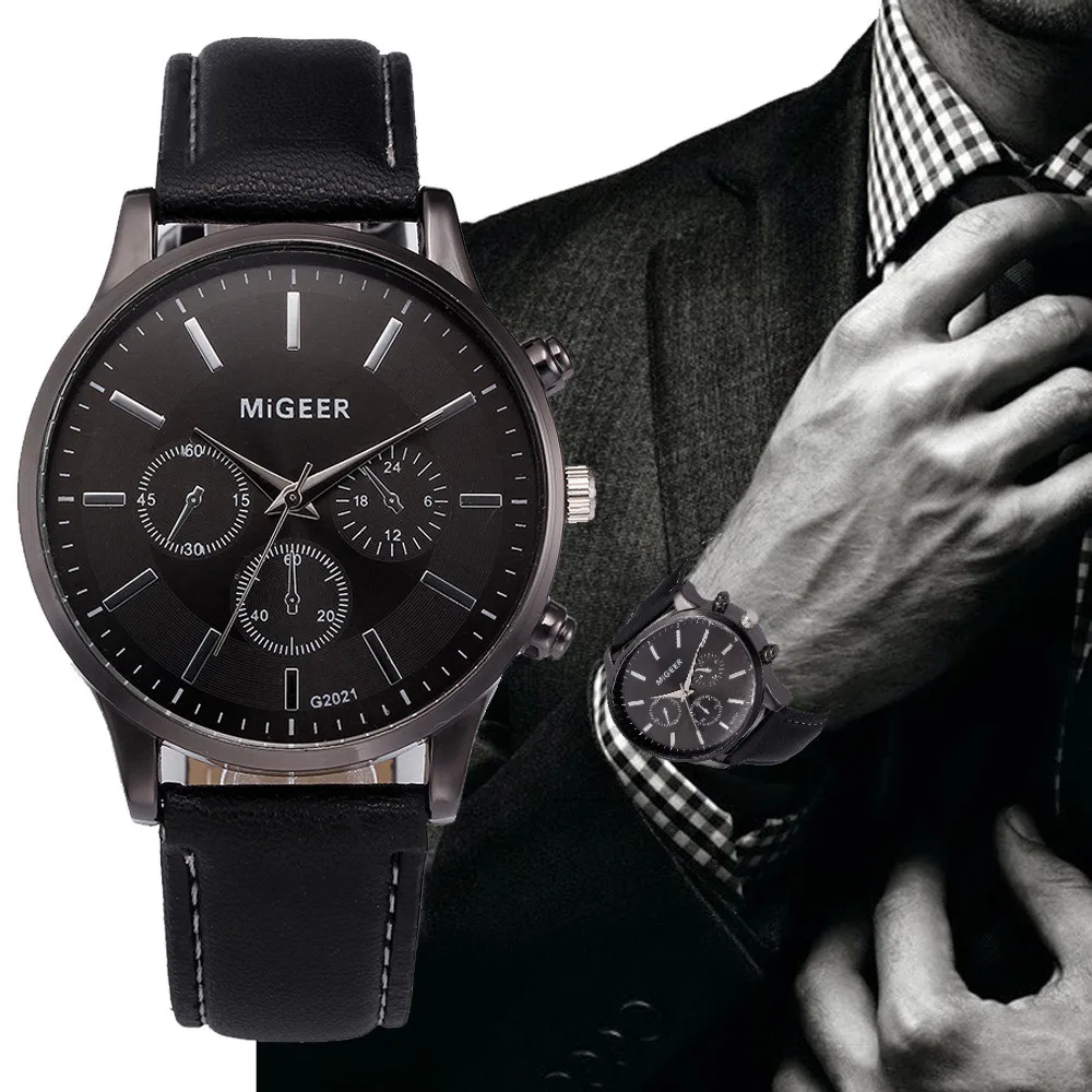 

Аналоговые кварцевые наручные часы в стиле ретро с кожаным ремешком, компактные элегантные автоматические часы для мужчин, Мужские наручны...