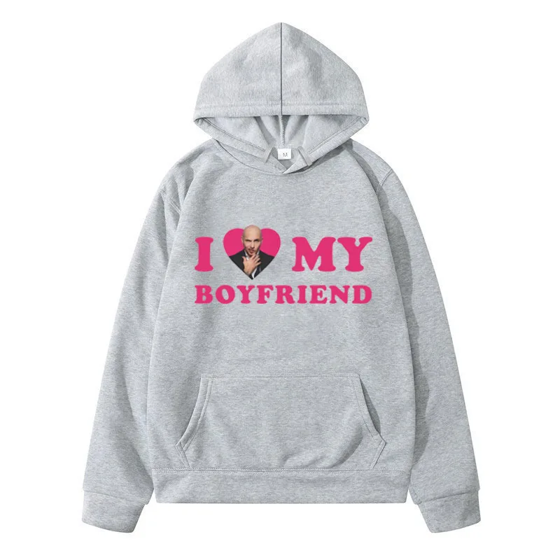 Забавные розовые толстовки с капюшоном I Love My Boyfriend Pitbull Mr Worldwide мужская и женская
