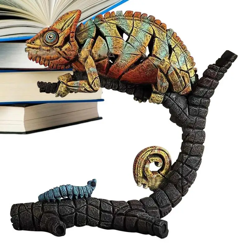 

Cracked Animal Sculpture Figurine Art Crafts Ornament For Home Bedroom Desktop Decoration Resin Chameleon Elephant Statue