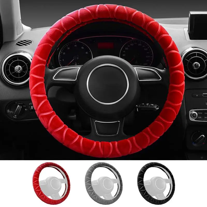 Car Steering Wheel Cover Fluffy Plush Auto Steering Wheel Protector Wrap Universal Anti-Slip Steer Wheel Cover Auto Accessory