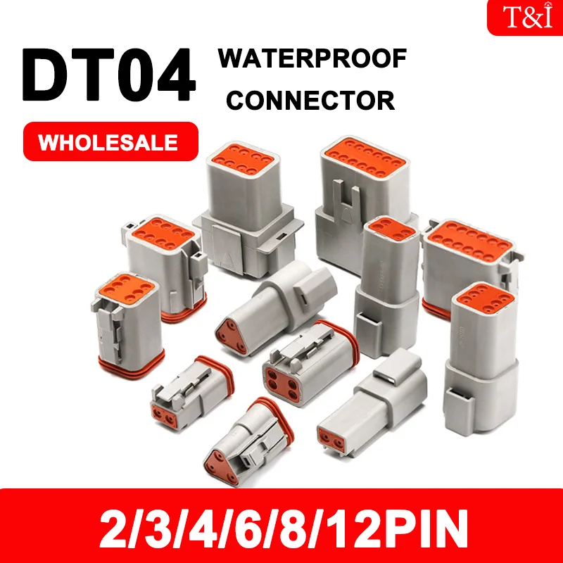 

1 Sets DT 2P/3P/4P/6P/8P 22-16AWG Waterproof Electrical Wire Deutsch Connector Plug Kit DT06-2S DT04-2P For Car DT04-3P