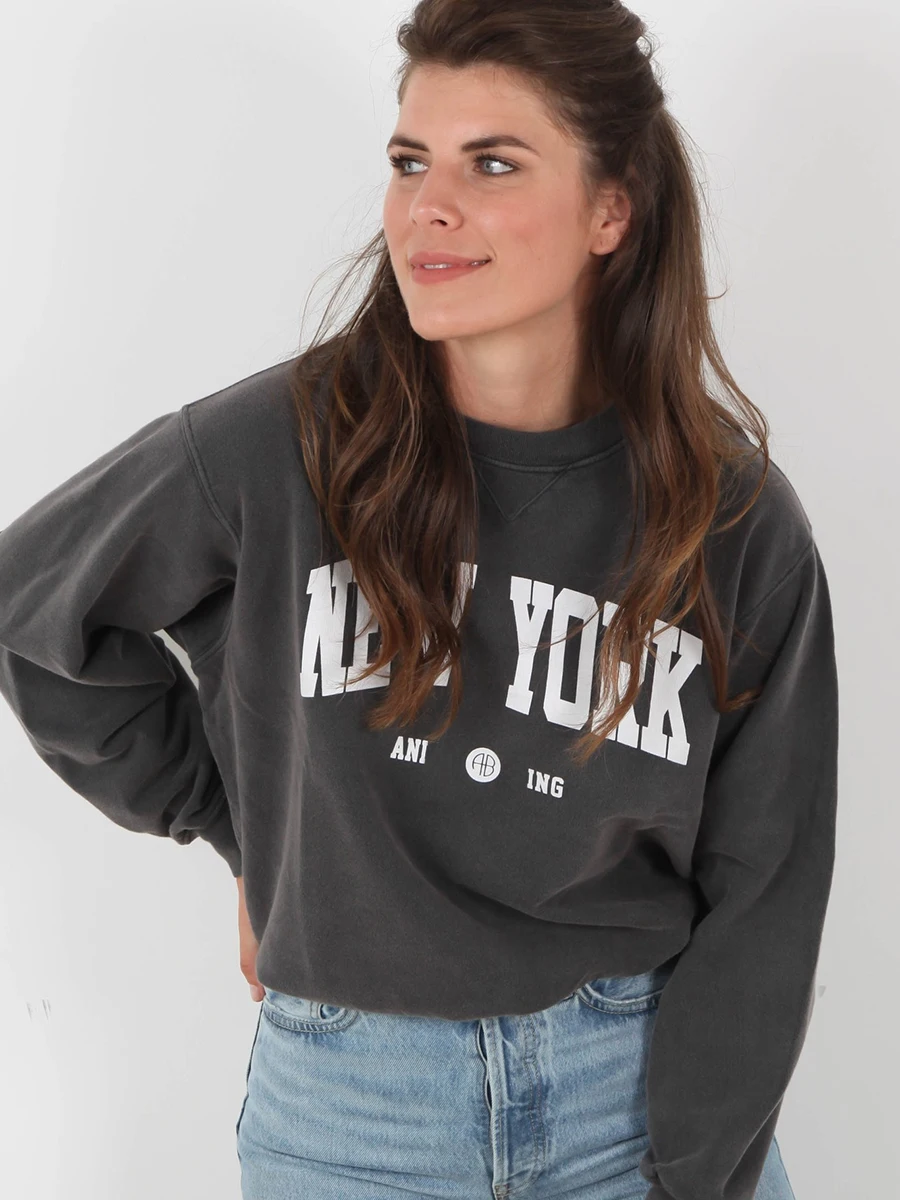 

New York Faded Sweatshirts Woman Autumn Winter Cotton Washed Black Graphic Pullover Femme Casual Vintage Classic Hoodies Tops