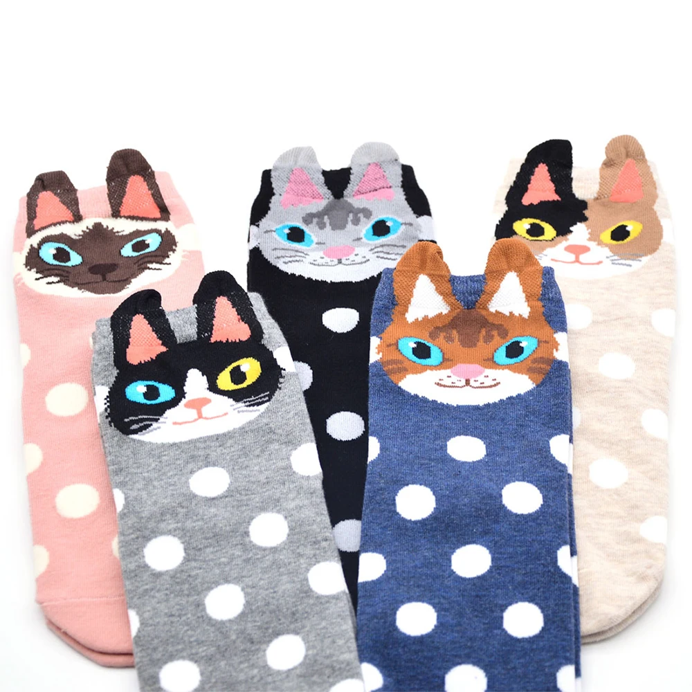 12pairs/Lot Women Cotton Solid Color Dots Colorful Fashion Sock Striped Animal Cat Pattern Cartoon Casual Middle Tube Knit Socks