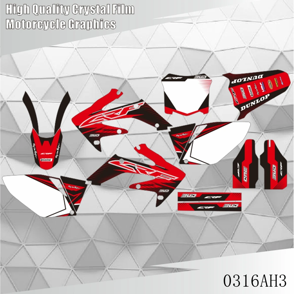 

For HONDA CRF250 CRF250R 2006 2007 2008 2009 CRF 250R Full Graphics Decals Stickers Motorcycle Background Custom Number Name