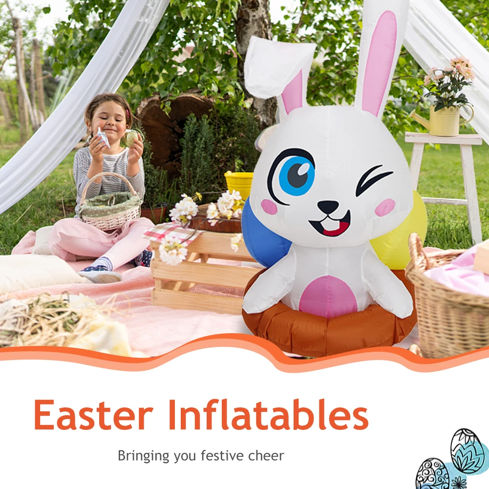 

1,2 м, надувные плюшевые игрушки в виде кролика со светодиодной подсветкой, Рождественское украшение для дома и улицы, декор для рождевечерни...