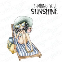 sunshine holiday uptown girl lainie on the lounger clear stamps scrapbook decoration metal cutting dies diy gift card craft