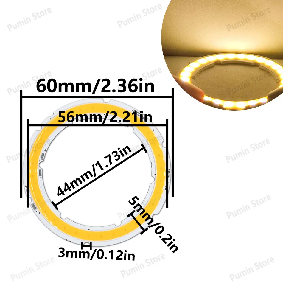 

LED лампа COB тёплый/холодный белый 20мм warm and happy