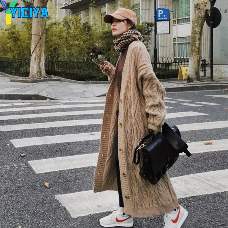 

YICIYA Cardigan Womens Clothing Knitwears Sweaters korean style especially women for winter vintage loose knit Cardigan female