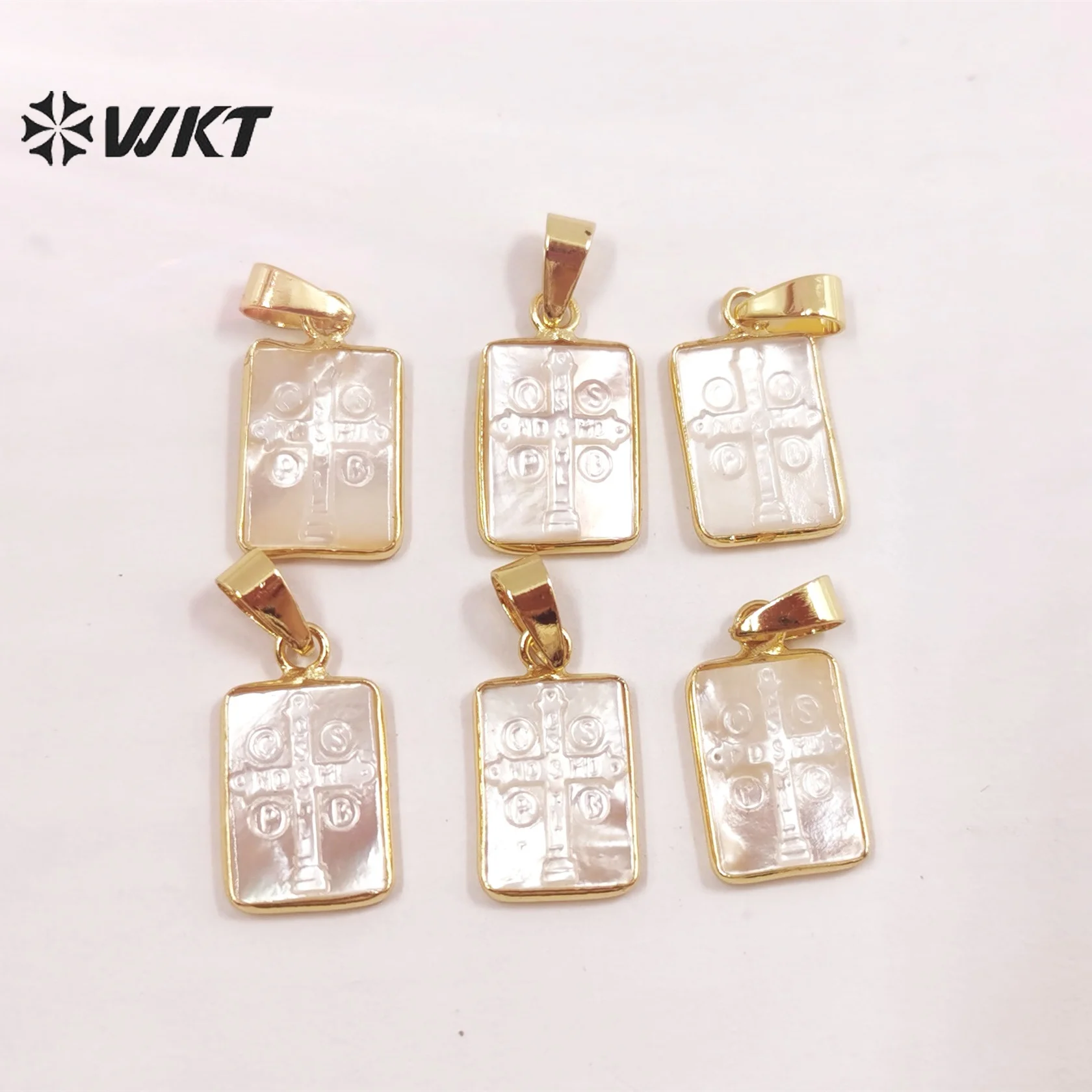 Фото Уникальный кулон WT-JP305 WKT с религиозным крестом из перламутра, миниатюрный белый крестик из перламутра с резьбой, христианский крестик для женщин. №2