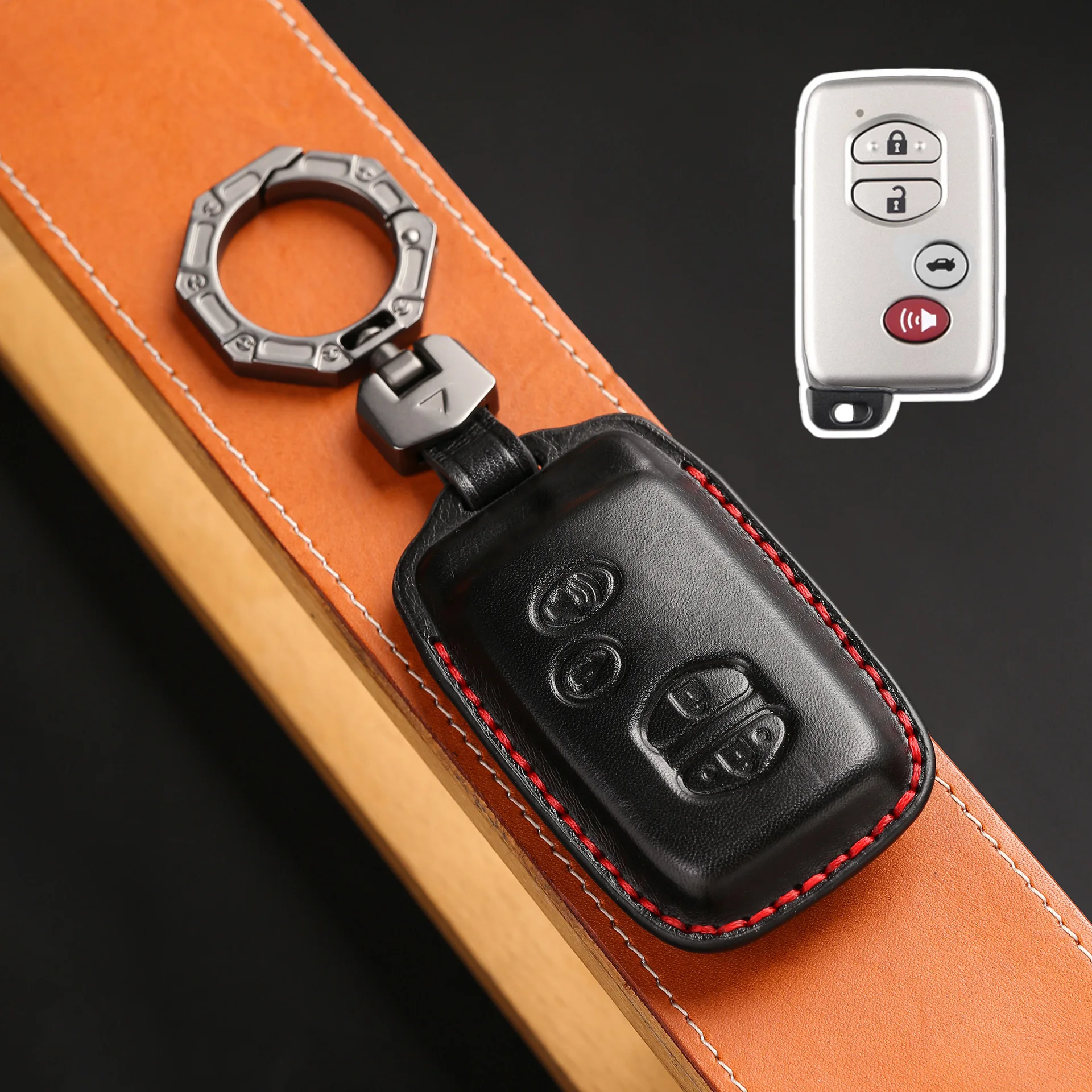 

4-кнопочный Умный брелок для ключей, кожаный брелок для автомобильного брелока, чехол для Toyota Land Cruiser Prado 150, фотоаксессуары