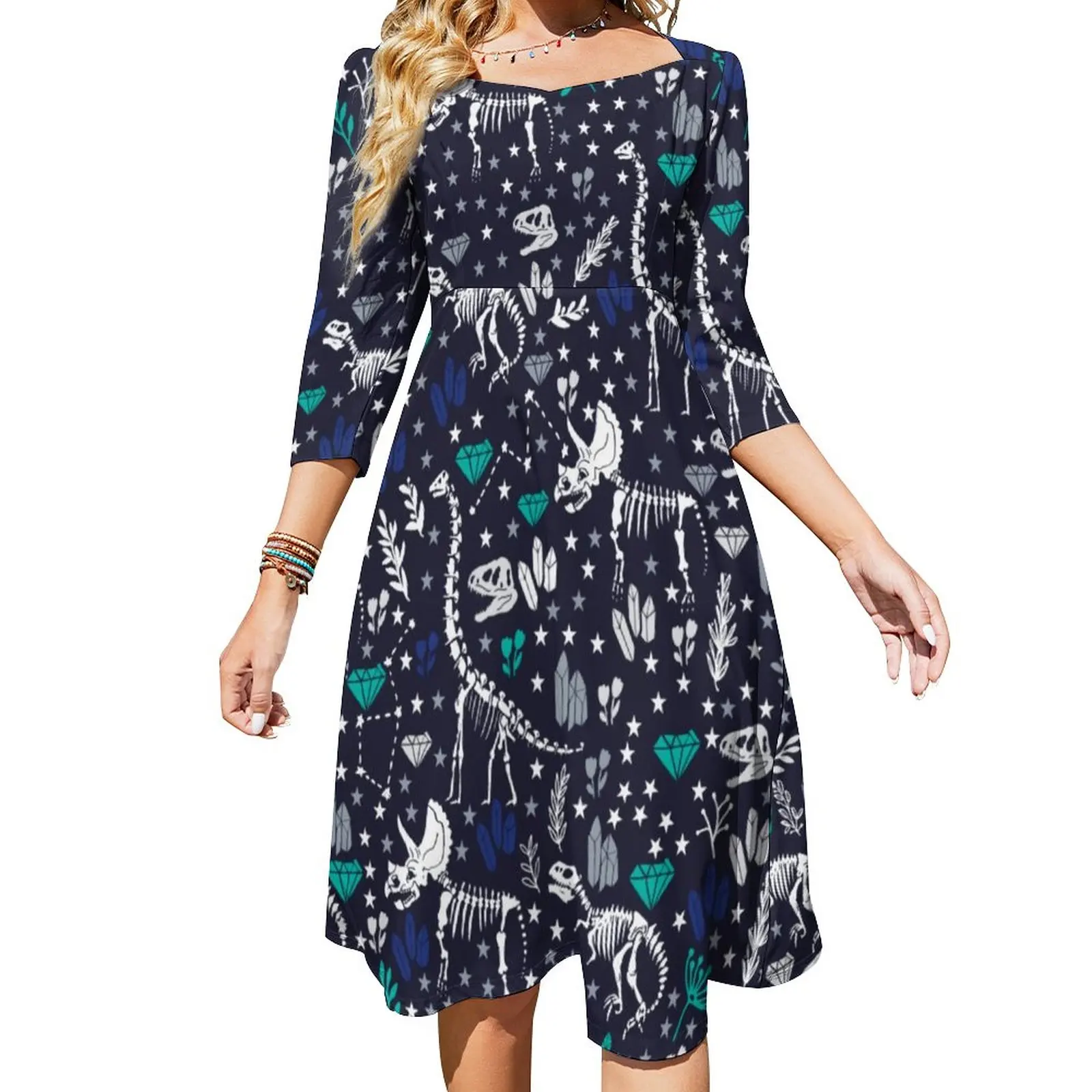 

Dinosaur Skeleton Casual Dress Female Cute Animal Print Aesthetic Dresses Sexy Cute Dress Graphic Clothing Big Size 4XL 5XL