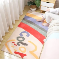 rainbow print crystal velvet carpet for nursery large room childrens floor mat home decoration baby bedside anti fall rug
