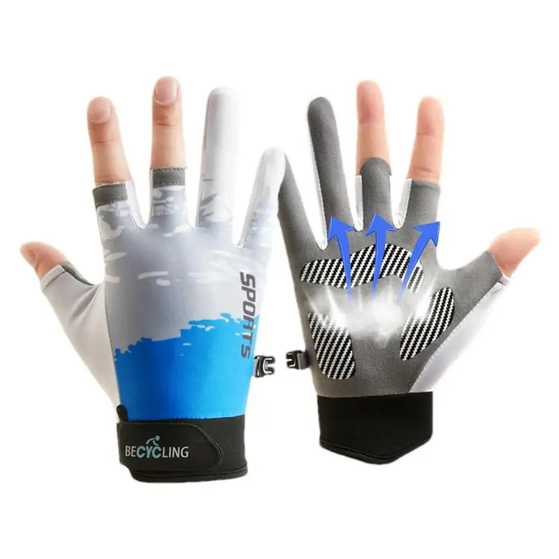 

Fishing Gloves 3 Fingers Cut Gloves Non-slip Touchscreen Fingerless Gloves Breathable Outdoor Sport Ice Silk Fingerless Gloves