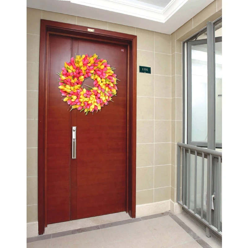 Искусственный венок из тюльпанов имитация свадебного украшения настенная