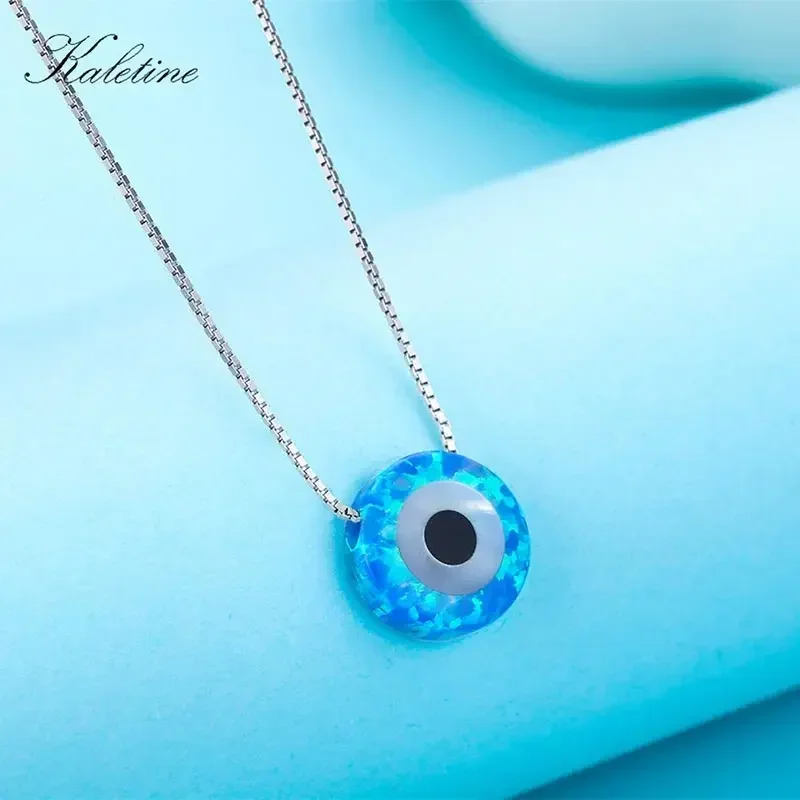 Фото TONGZHE ожерелье из стерлингового серебра 925 пробы с опалом Lucky Hamsa Evil Eye, подвеска с подвеской, женские ювелирные изделия №5