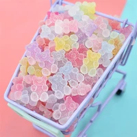20pcs korean trend gradient nail rhinestones cute small bear candy nail decorations 3d frosted for pressing accessories on nails