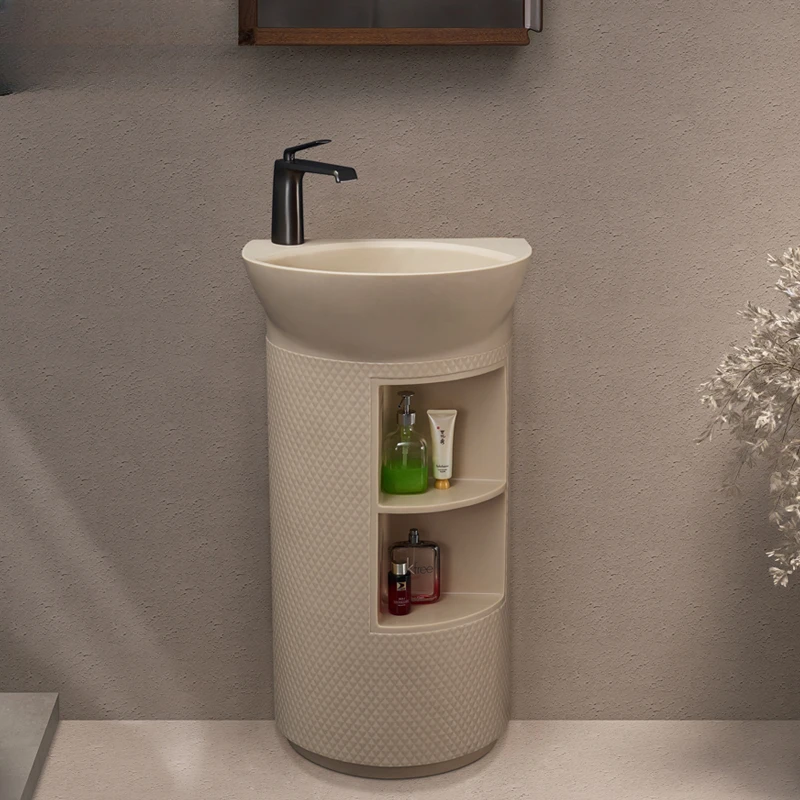 

Креативная умывальник-колонна, встроенная напольная полукруглая Вертикальная раковина для ванной комнаты