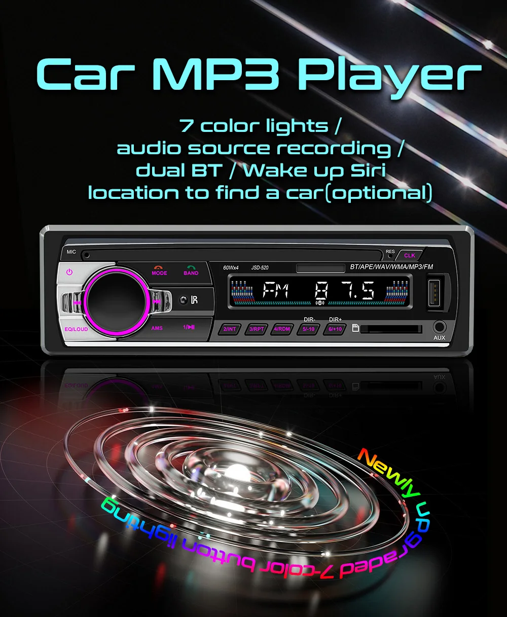 

Автомагнитола FM MP3-плеер аудио стерео AUX вход USB/SD функция зарядки с дистанционным управлением Музыка Радио Автомобиль bluetooth