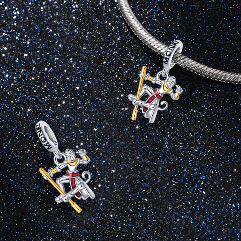 925 Серебряного Цвета Бусины King Monkey Dragon Китайская Традиционная Подвеска Подходит