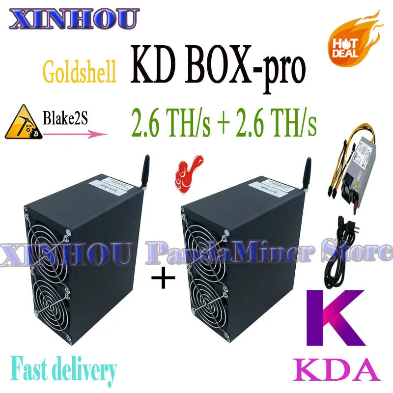 Kadena miner Goldshell KD box-pro 2.6TH/s+2.6TH/s Blake2S ASIC miner better than KD6 KD5 KD2 KD-BOX ST-BOX HS-BOX Mini-DOGE