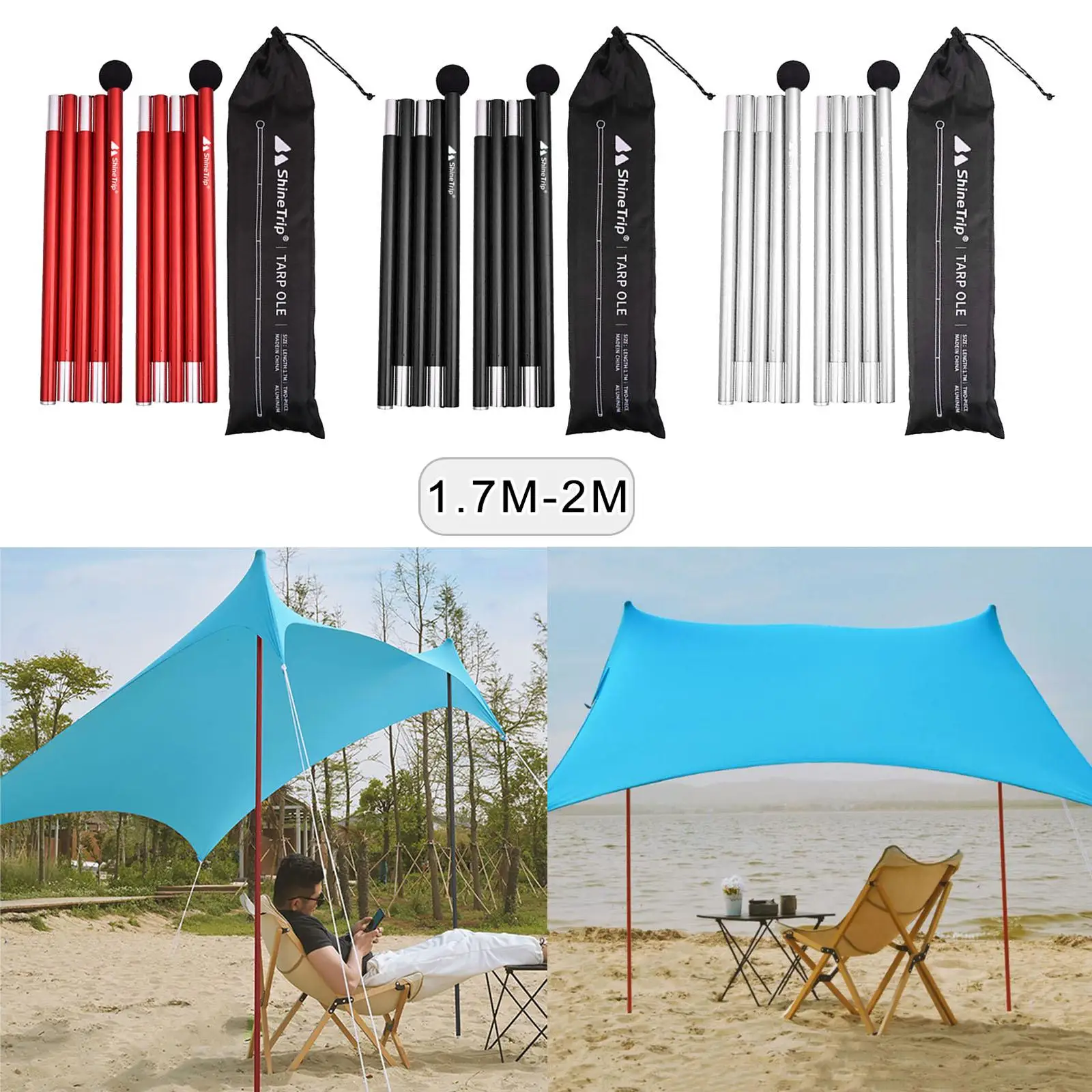 

2pcs Telescoping Tarp Poles Tent Rods Adjustable Awning Canopy Tarp Support Pole Folding Tent Replacement Pole Rainfly RODS