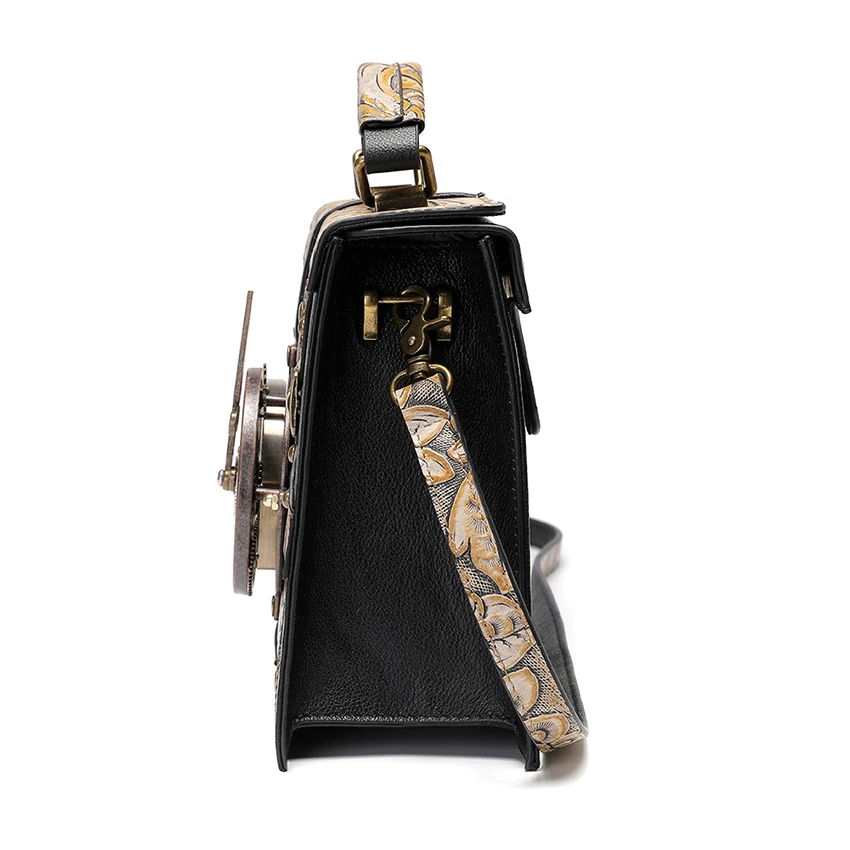 Vintage Genuine Leather Briefcase Steampunk Handbag Boston Ita Luxury Office Shoulder Bag Women Man Fashion Briefcase Suitcase