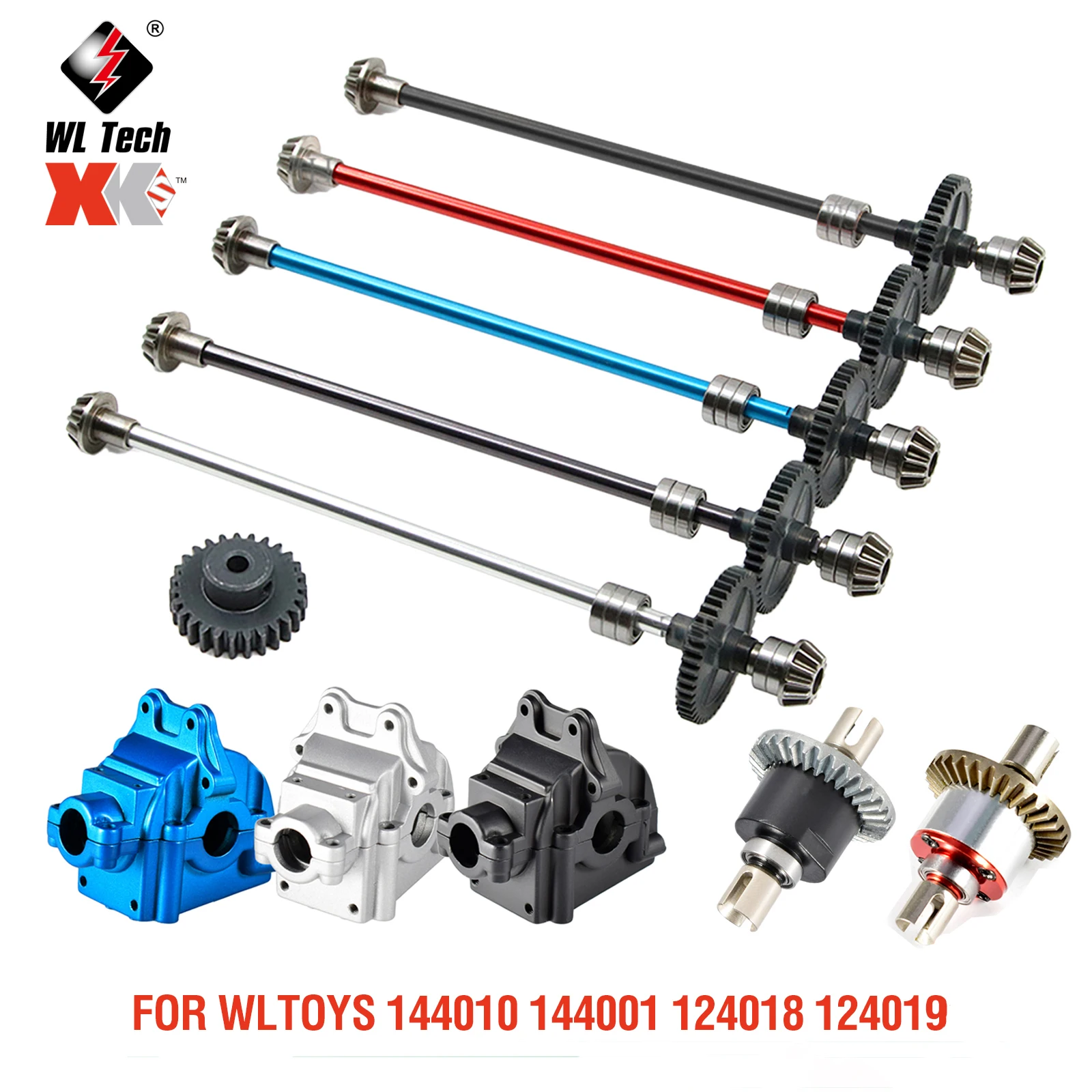WLtoys 144010 Metal Differential Gear Wave Box Gear Box Drive Shaft Kit for 144001 124017 124018 124019 1/14 RC Car Spare Parts