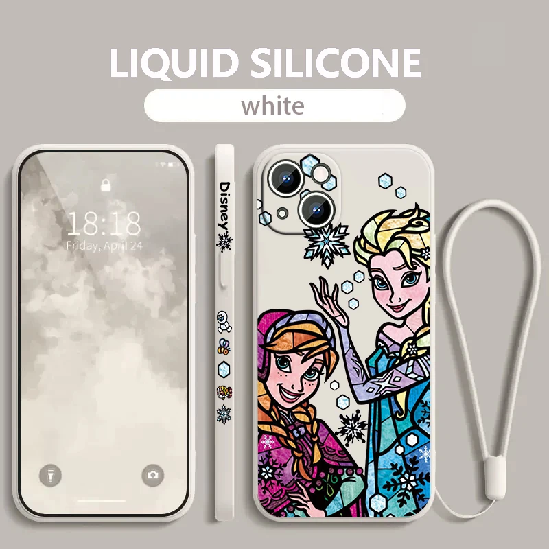 

Frozen Anna Elsa Princess Apple iPhone Phone Case For 14 13 12 11 Pro Max Plus XS XR X 8 7 SE 2 3 Liquid Left Rope Cover