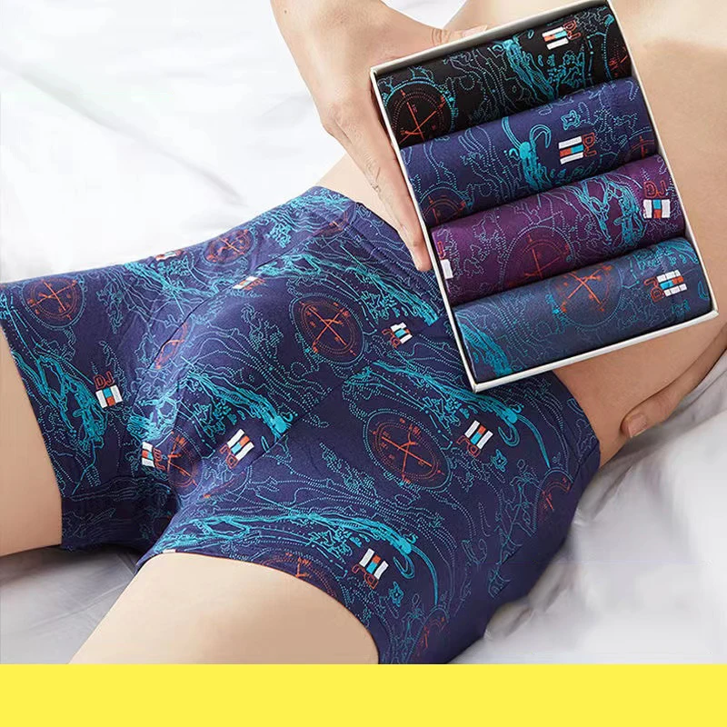 4pcs/Lot 7XL 150KG MenModal Shorts Breathable Boxer Shorts Youth Mid Waist Plus Size Boxer Panties Stretch Sports Men Underwear