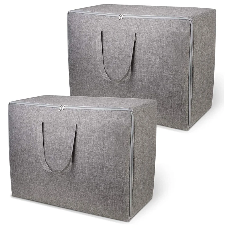 

2 Pack 105L Extra Large Blanket Storage Bag Under Bed Storage Tote For Comforters Clothes Linens Water Resistant