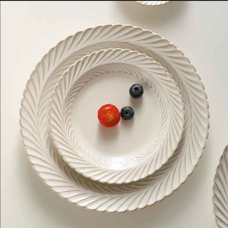 Французская белая винтажная Бытовая Керамическая тарелка для столовой лапши