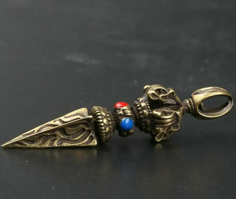 Китайская Бронзовая Изысканная Статуэтка Phurba держатель для кинжала Xiangmo-chu кулон