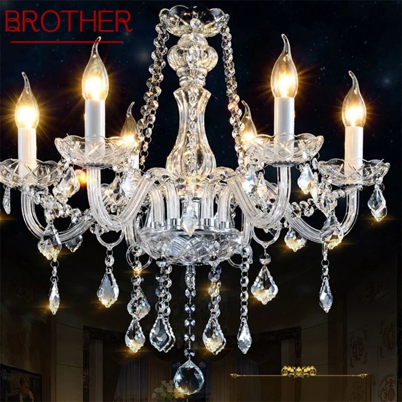 

BROTHER European Style Chandelier Lamps LED Candle Pendant Hanging Light Luxury Fixtures for Home Decor Villa Hall