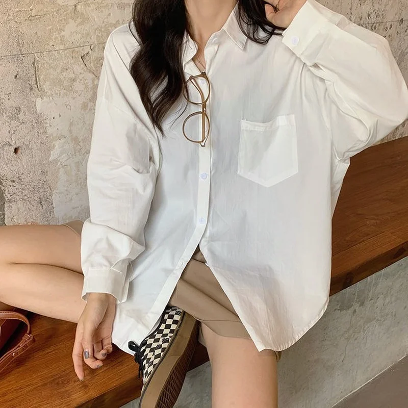 

2022 Autumn Casual Long Sleeve Shirts Women New Trend Solid Loose Fashion Daily Blouse Harajuku Oversized Feminine Clothes