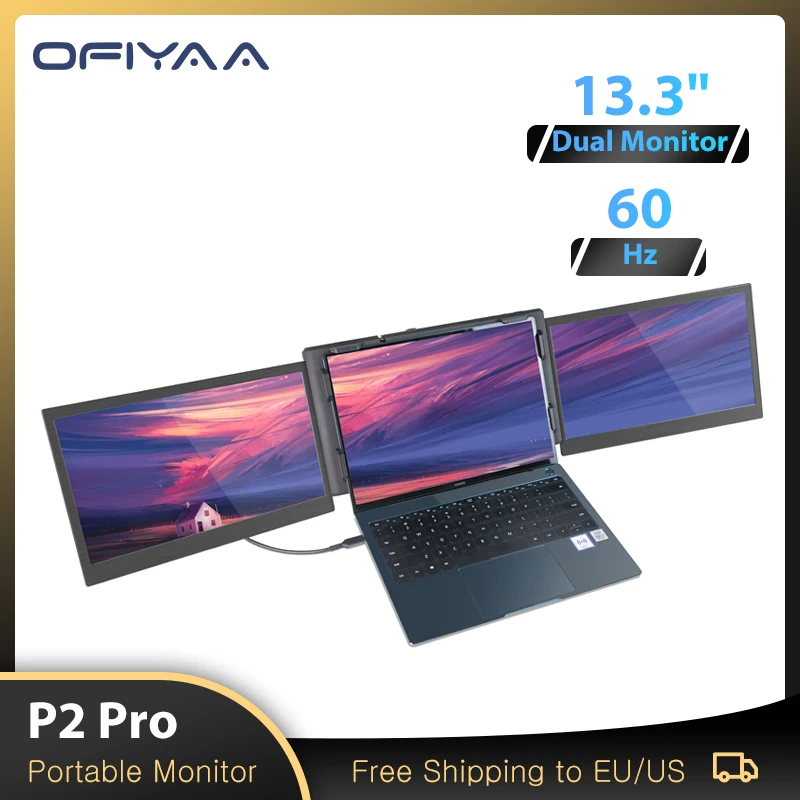 Портативный монитор OFIYAA P2 Pro для ноутбука 13 3 дюйма двойной расширитель экрана