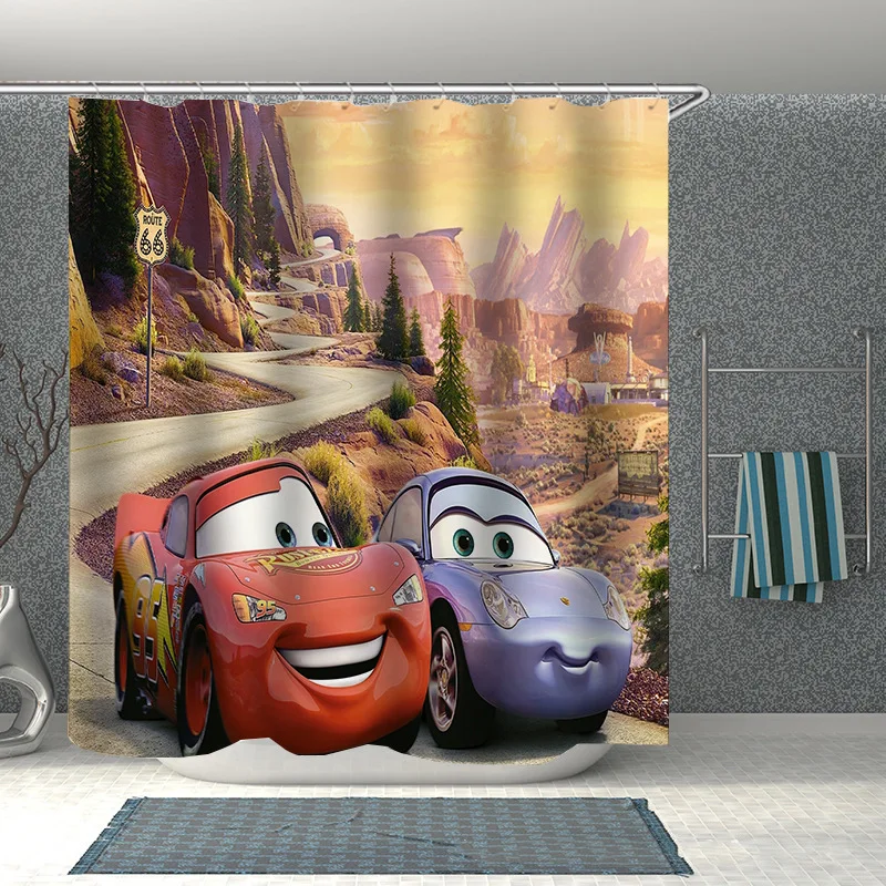 Декоративная душевая занавеска Disney с рисунком машинок для ванной комнаты 3D душа
