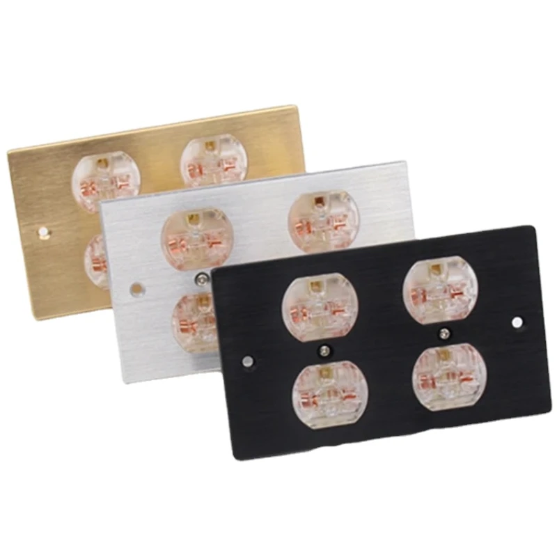 

HiFi Audio Power Socket Copper 4 Holes Wall US Plug Aluminum Alloy Bottom Box 146mm*86mm