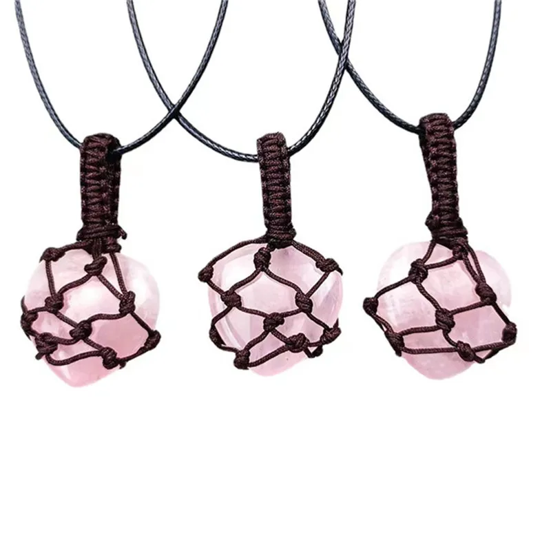

Натуральный кварцевый кристалл любовь сердце чакра камень розовый сердце кулон ожерелья женские ювелирные изделия для ожерелья подарки