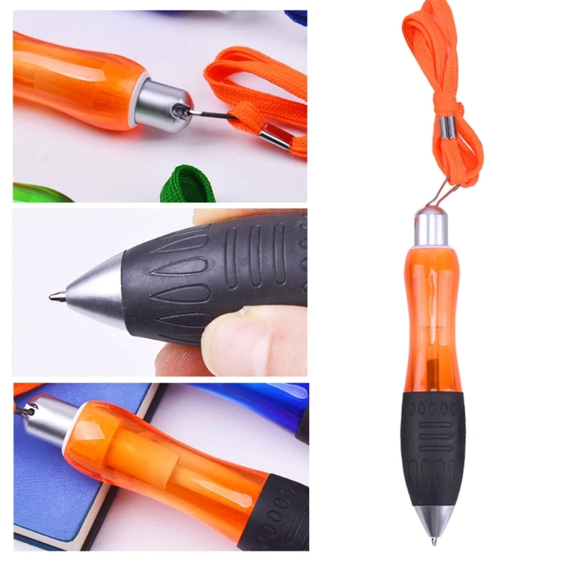 

5-Pack Round Pens Ballpoint Pen with Hanging- Ropes Red Blue Black Green Orange