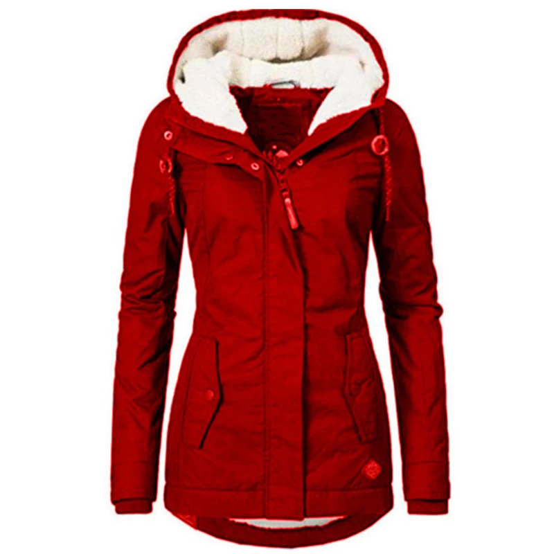 Ladies Jacket Fleece Winter Jacket Ladies Cotton Casual Snow Wear Fur Jacket Hooded Motorcycle Women