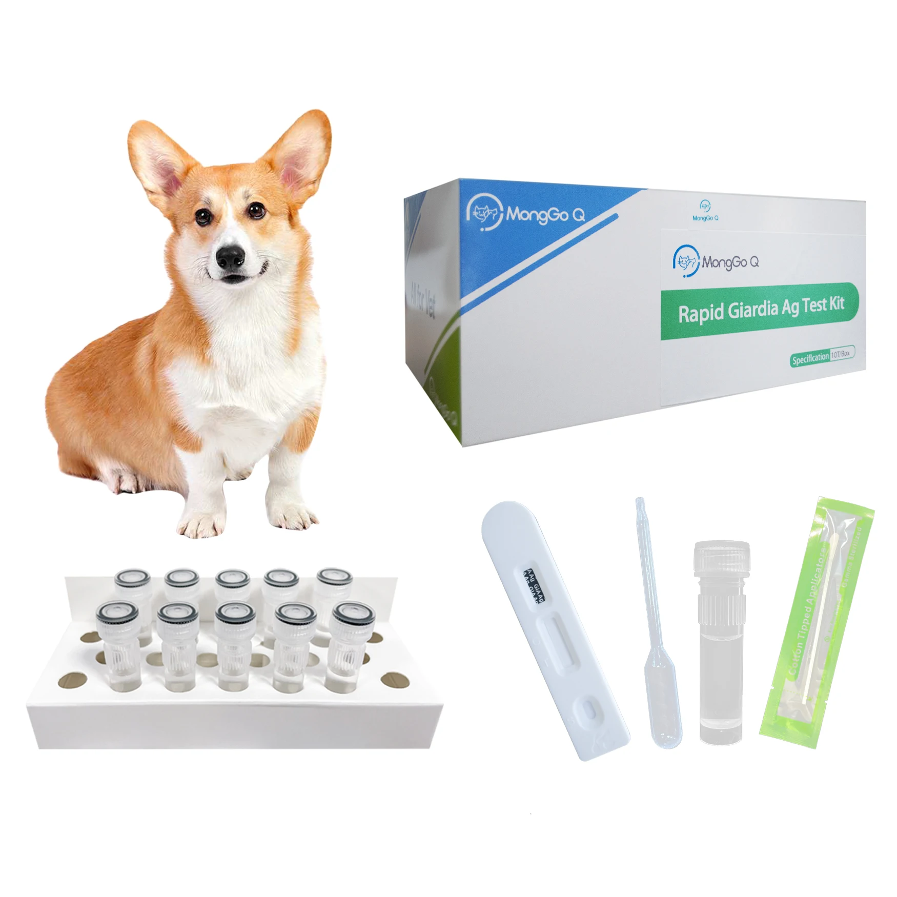 

MongGo Q-Canine, Быстрая диагностика, антиген, набор для Домашнего Тестирования, ветеринарная клиника, Giardia-10