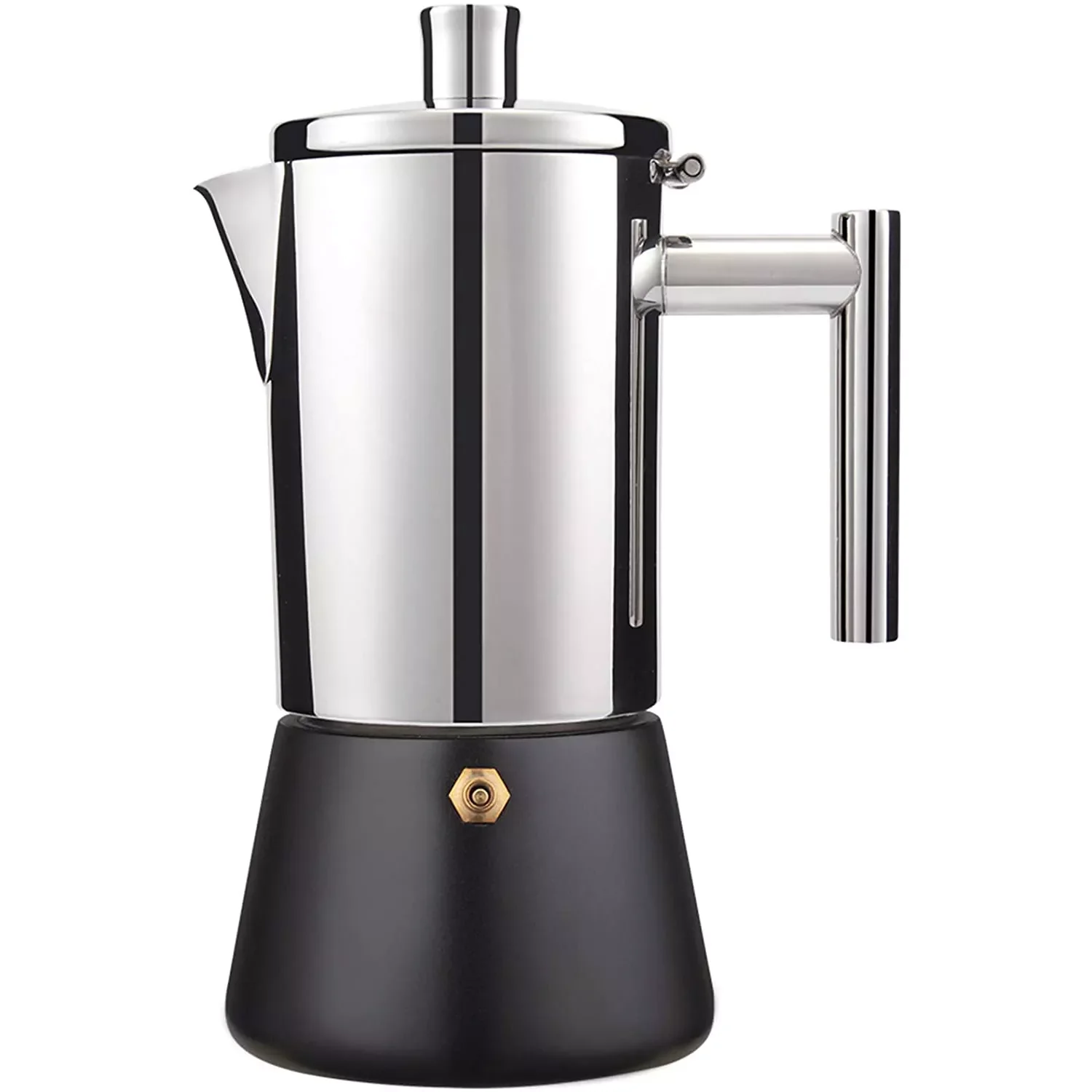 

Stainless Steel Stovetop Espresso Maker Moka pot- Cuban Coffee maker Italian Espresso maker for Induction gas or electric stoves