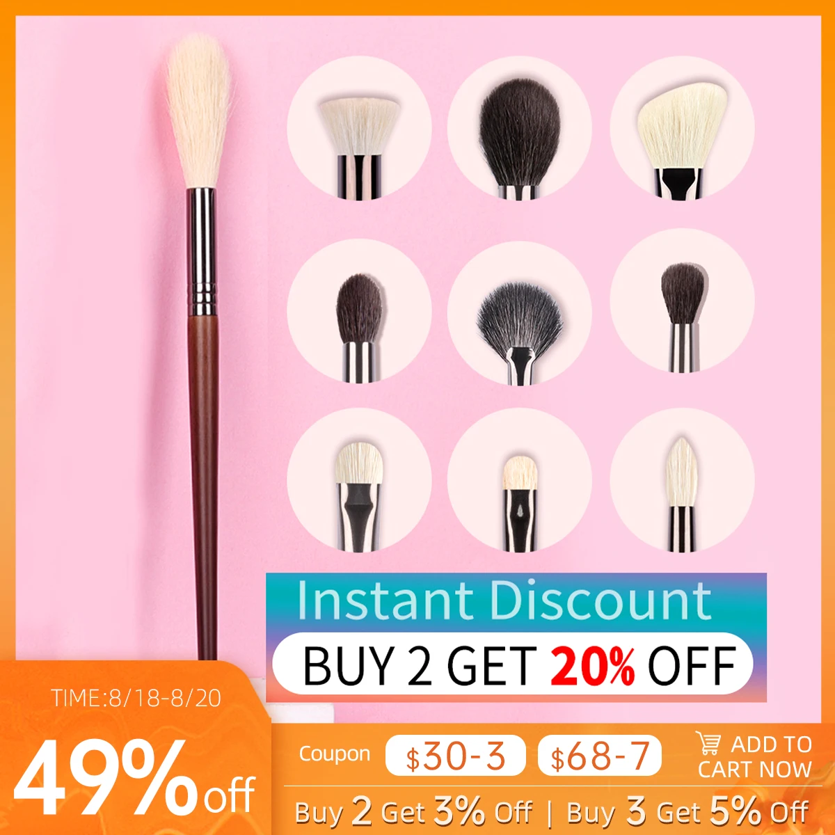 BETHY BEAUTY 1 PC Goat Hair Highlight Brush Blusher Blender Makeup Brushes Powder Blending Soft Make Up Tools for Face Cheek