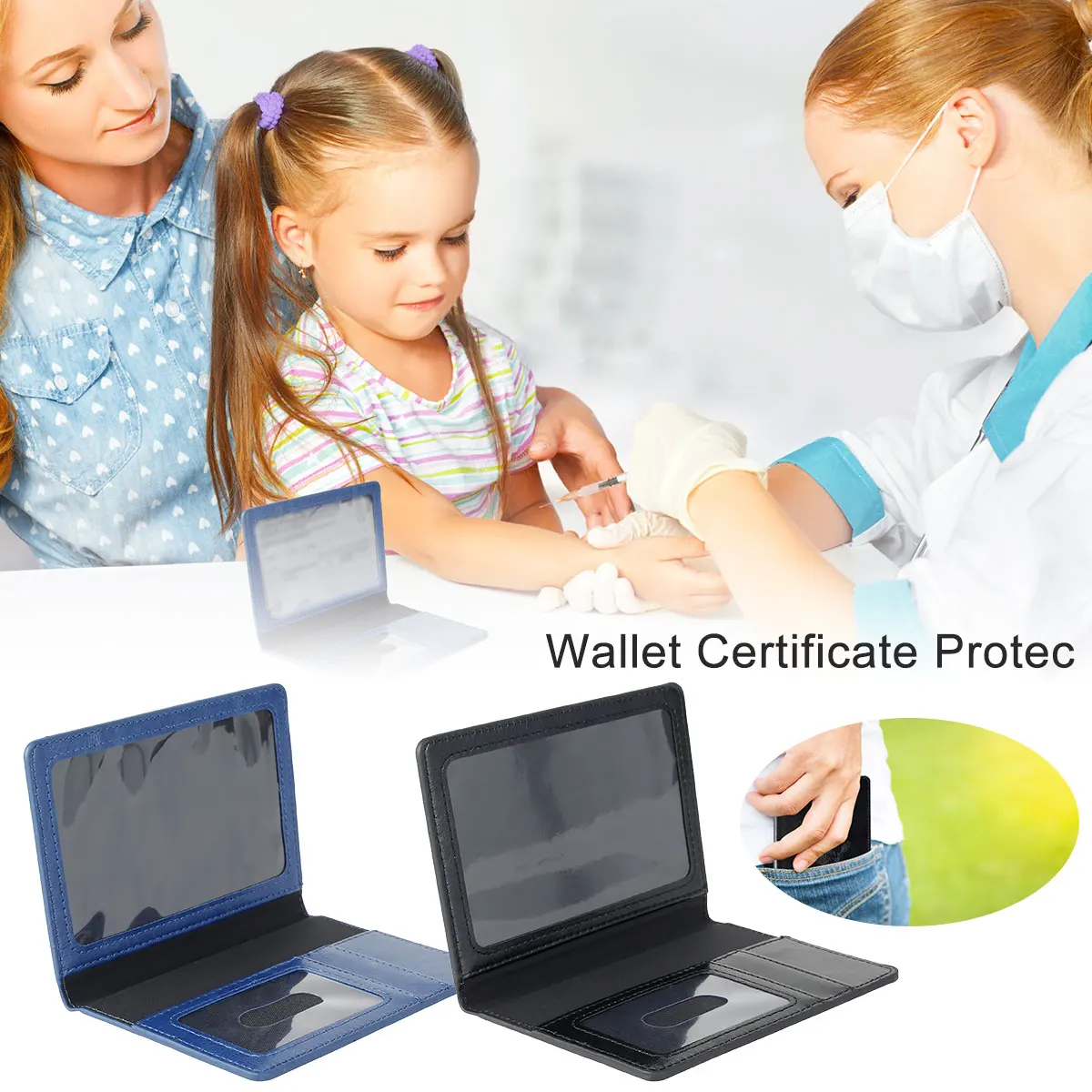 

Держатель для карт бумажник из искусственной кожи Ультратонкий чехол с сертификатом вакцины, 4 отделения для карт, портативный протектор дл...