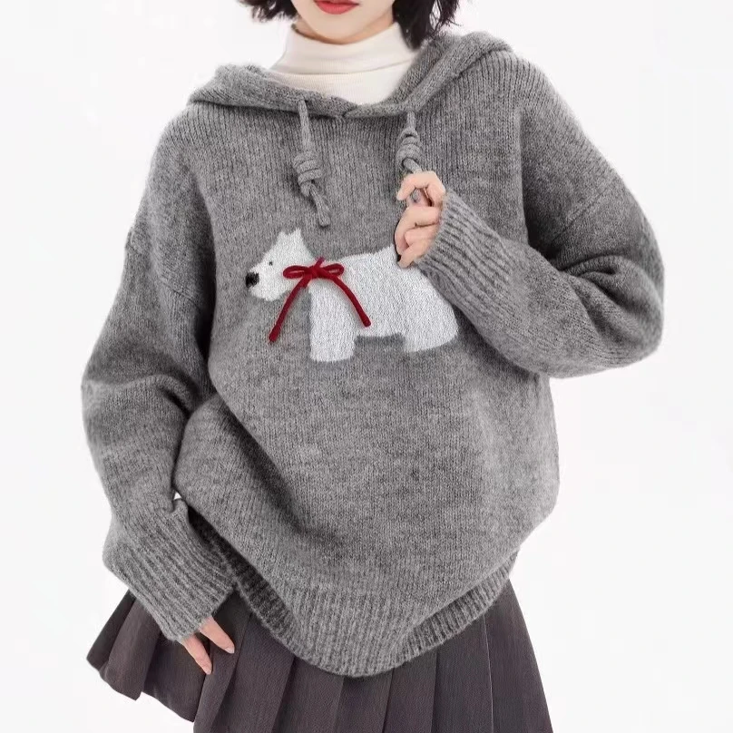 Know Dream 2024 осень/зима новая серая толстовка с капюшоном для собак женский милый