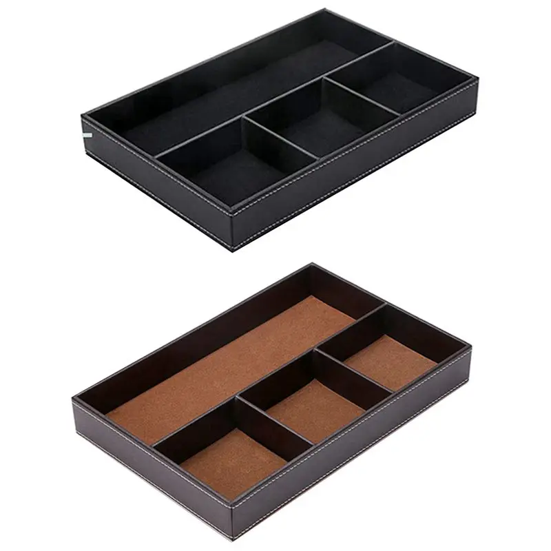 

2x4 отделения, Настольный ящик-органайзер, искусственный ящик для хранения (коричневый и черный)