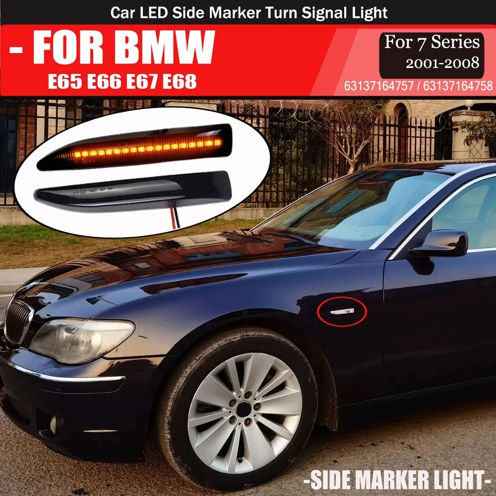 

2Pcs for BMW 7 Series E65 E66 E67 E68 Flowing LED Side Marker Lights Dynamic Turn Signal Light Side Repeater Lamp Panel Lamp
