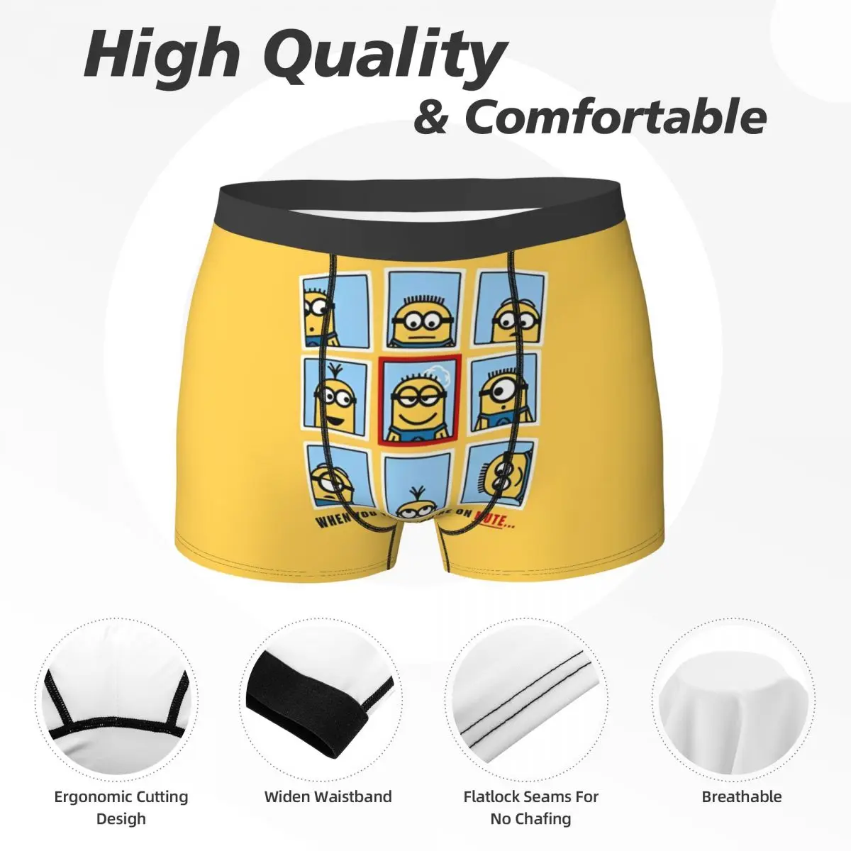 Нижнее белье с миньонами мягкие трендовые трусы-боксеры на заказ сделай сам